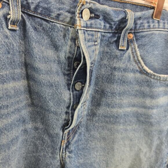 Levis Shorts Womens 34 Jean 501 XX Denim High Rise Light Button Fly Distressed - Picture 8 of 11